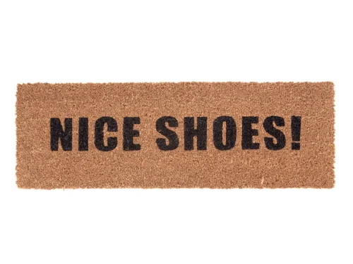 Puvesta zwarte deurmat met NICE SHOES!-opdruk voor een verzorgde entree