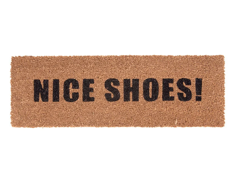 Puvesta zwarte deurmat met NICE SHOES!-opdruk voor een verzorgde entree