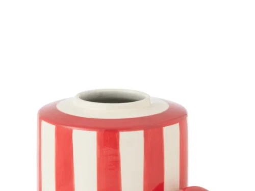 Pot Listra porselein meerkleurig met rood-witte strepen en deksel, 24 cm hoog