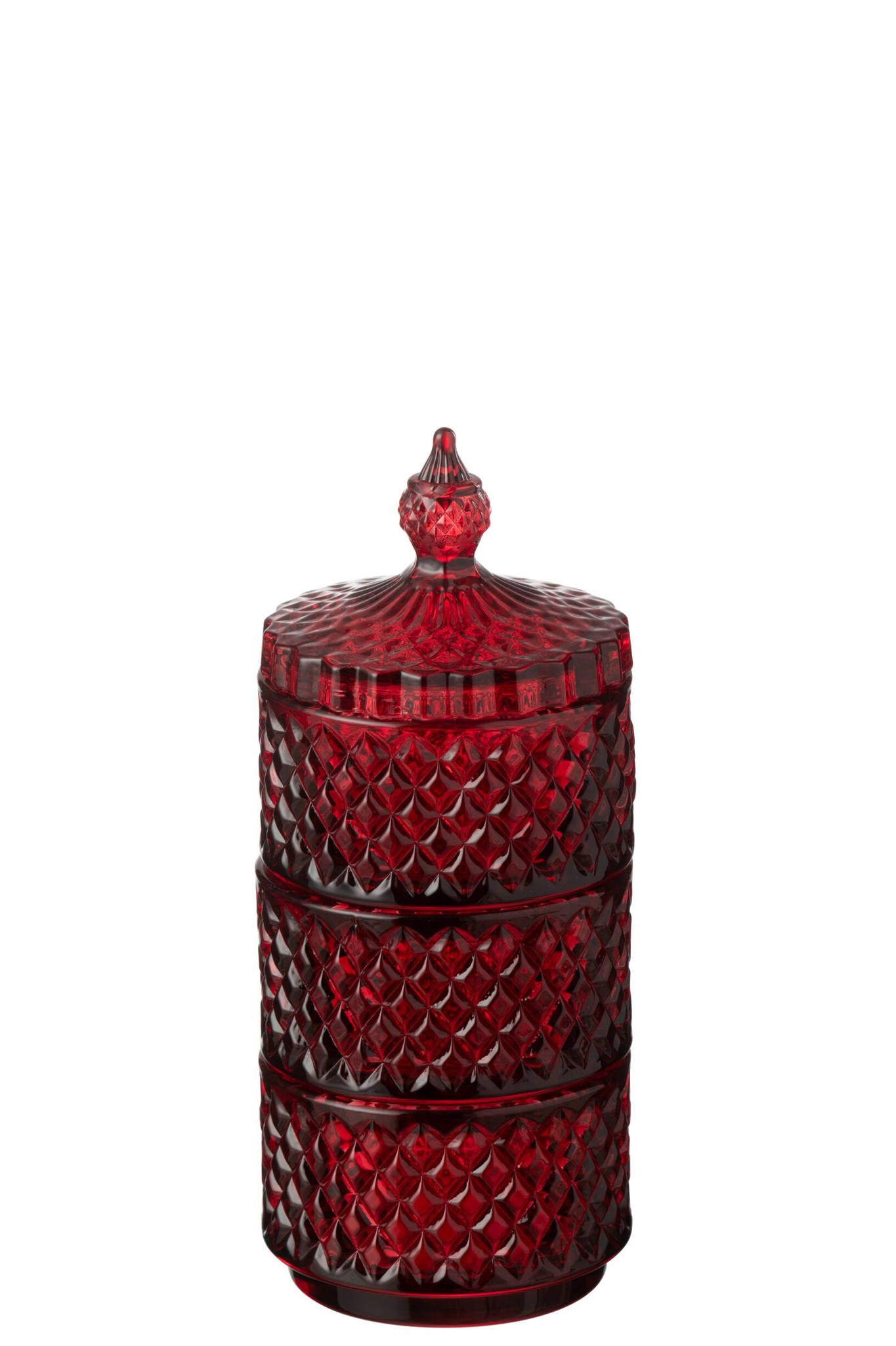Pot Jaukal Glas Rood H20 cm - Afbeelding 2