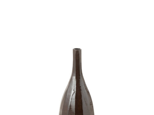 Vaas Klaassero Terracotta Bruin H70 cm, slanke hoge bruine vaas met glanzende terracotta afwerking