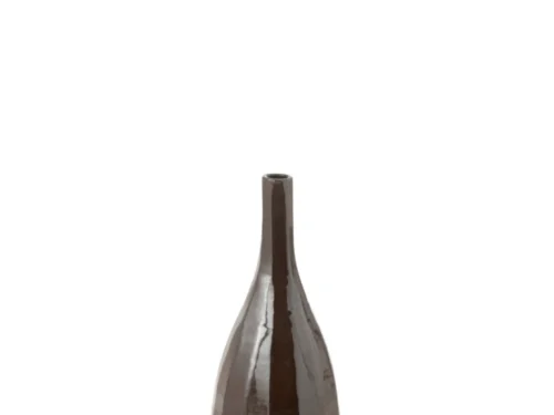 Vaas Klaassero Terracotta Bruin H70 cm, slanke hoge bruine vaas met glanzende terracotta afwerking