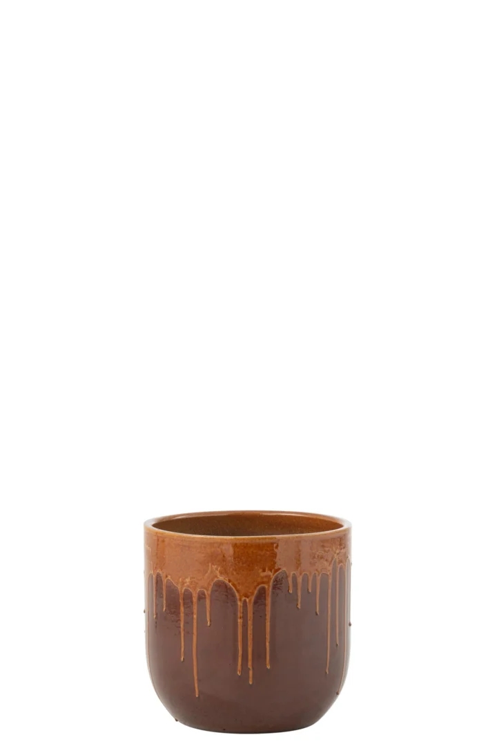 Bloempot Skemang Terracotta Bruin H26 cm - Afbeelding 5