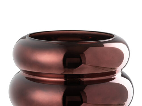 Cléa vaas van paars glas, compact rond design en stevig silhouet voor woonaccessoires