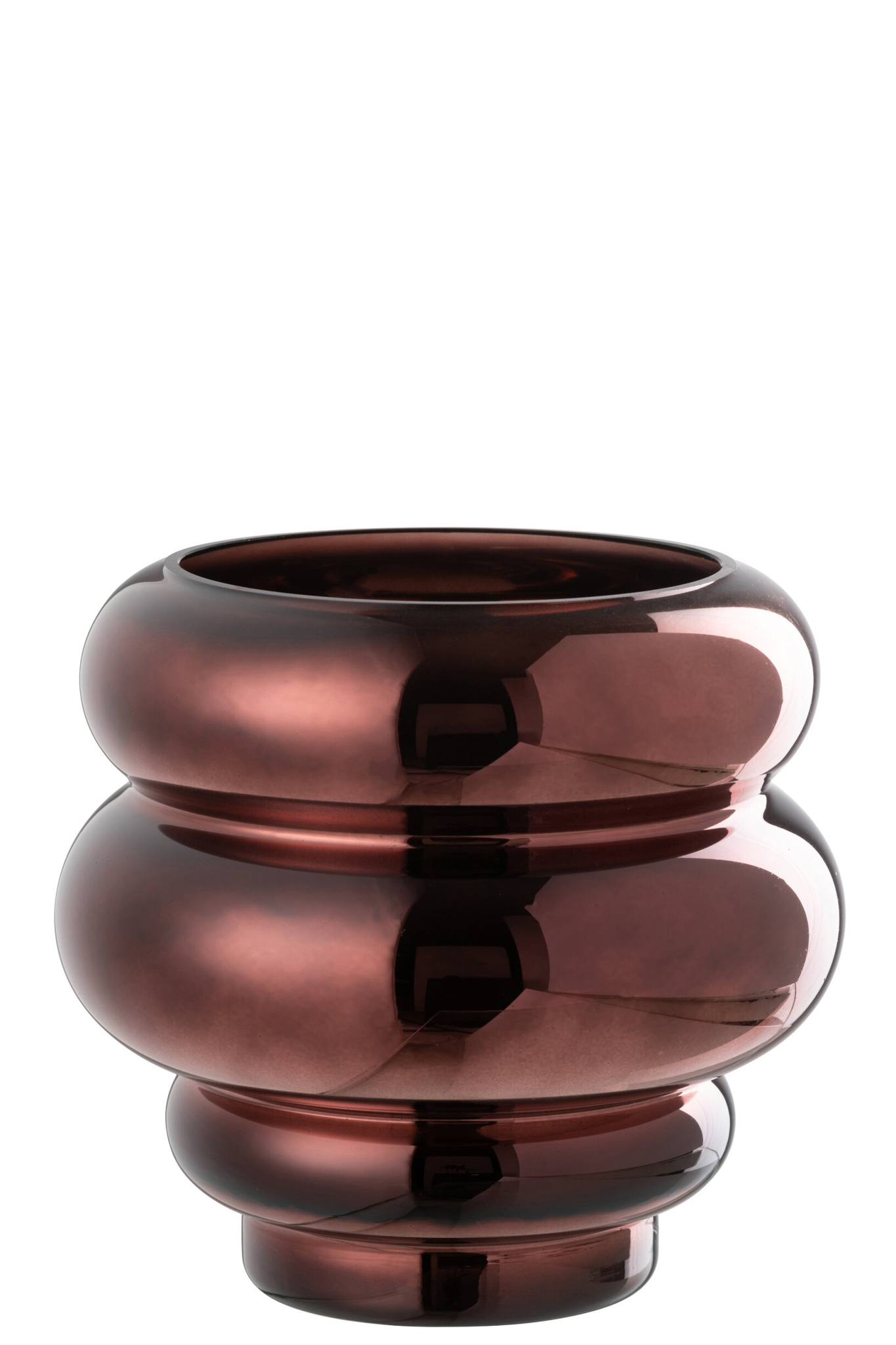 Cléa vaas van paars glas, compact rond design en stevig silhouet voor woonaccessoires