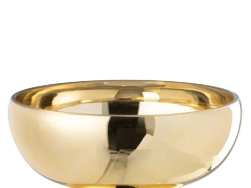 Kom Breintura Glas Goud: ronde glazen schaal op voet met glanzende goudkleurige afwerking