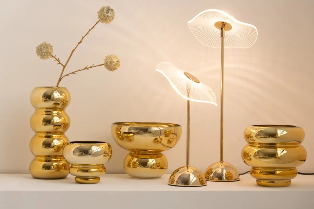 Kom Breintura goud messing glas – foto 3