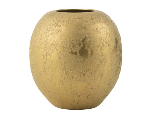 Bolvaas Grabura Steen Goud H40 cm, ronde gouden vaas met luxe matte afwerking en stevige vorm