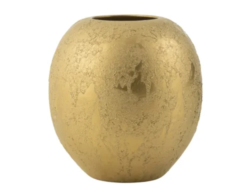 Bolvaas Grabura Steen Goud H40 cm, ronde gouden vaas met luxe matte afwerking en stevige vorm