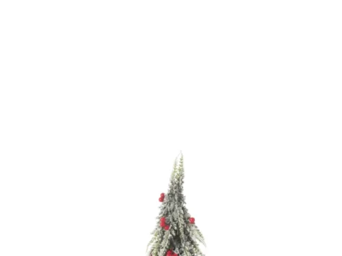Kerstboom Liernin kunstkerstboom rood 40 cm met kunstsneeuw en rode bessen in houten pot