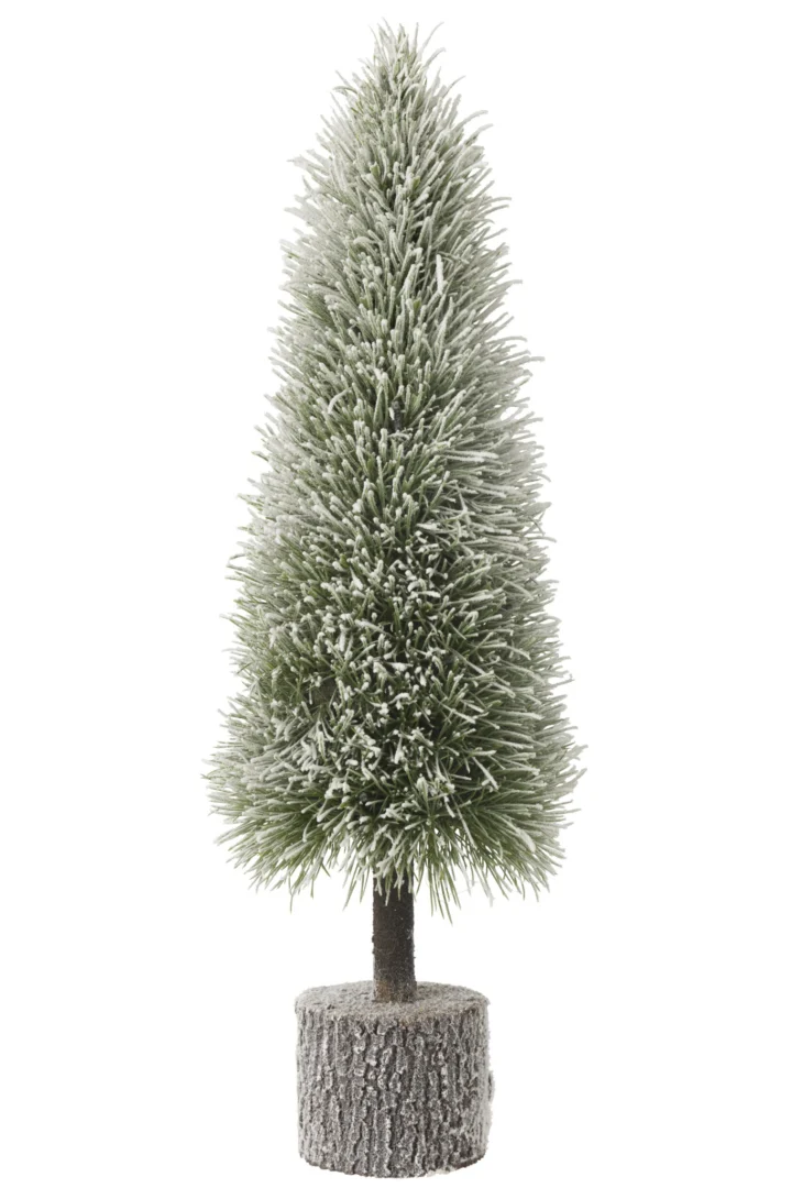 Kerstboom Gaulvel kunststof groen met kunstsneeuw, compact 75 cm op boomstamvoet