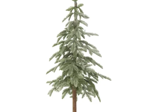 Fubin kunstkerstboom groen H145 cm met volle takken, kunstsneeuw en sfeervolle LED-verlichting
