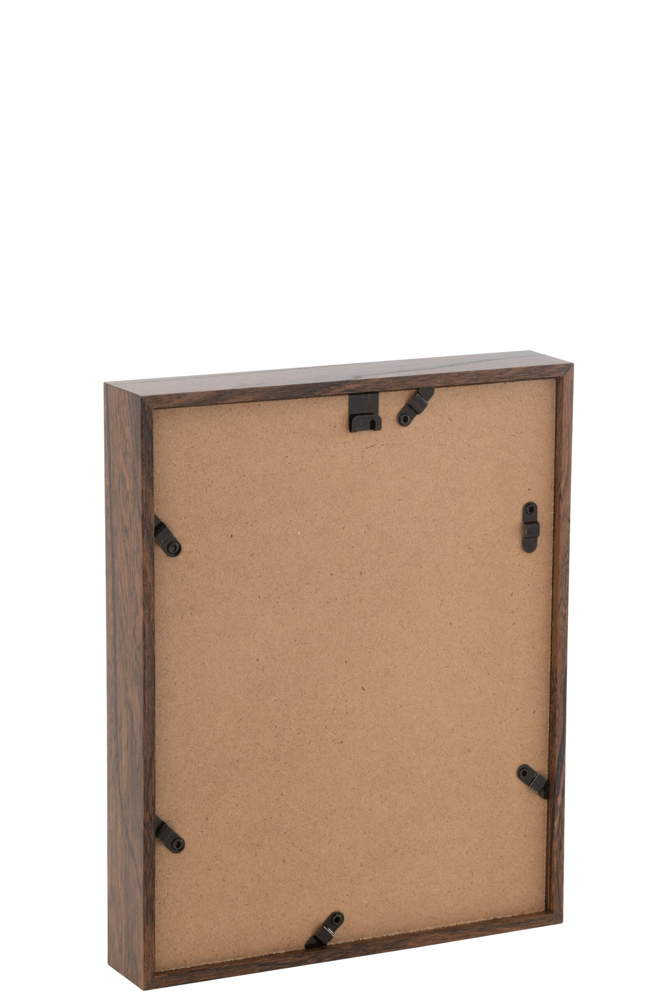 Achterzijde van Fotolijst Skosi MDF Bruin met ophangclips en warme houtlook rand
