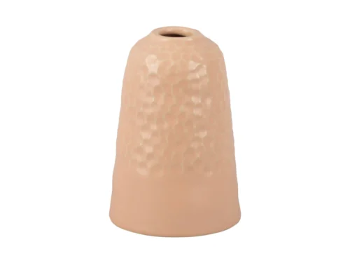Vaas Liedone keramiek zacht roze met compacte, decoratieve vorm en subtiele textuur, Ø14 cm