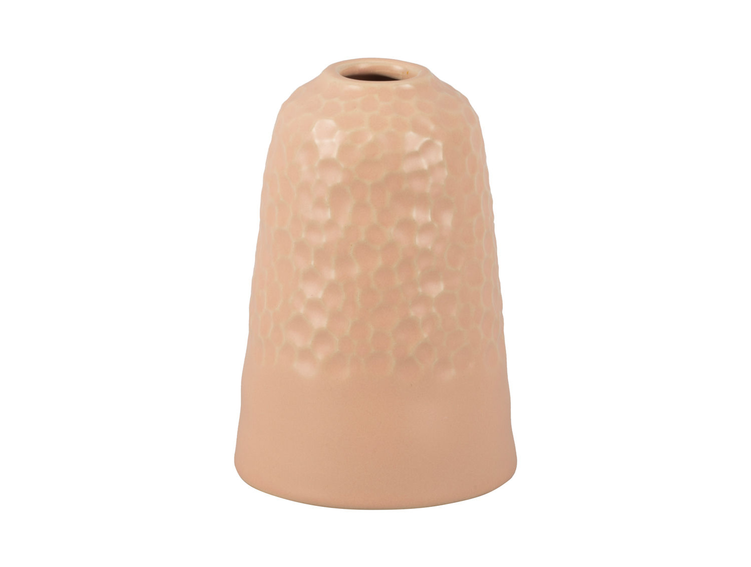 Vaas Liedone keramiek zacht roze met compacte, decoratieve vorm en subtiele textuur, Ø14 cm