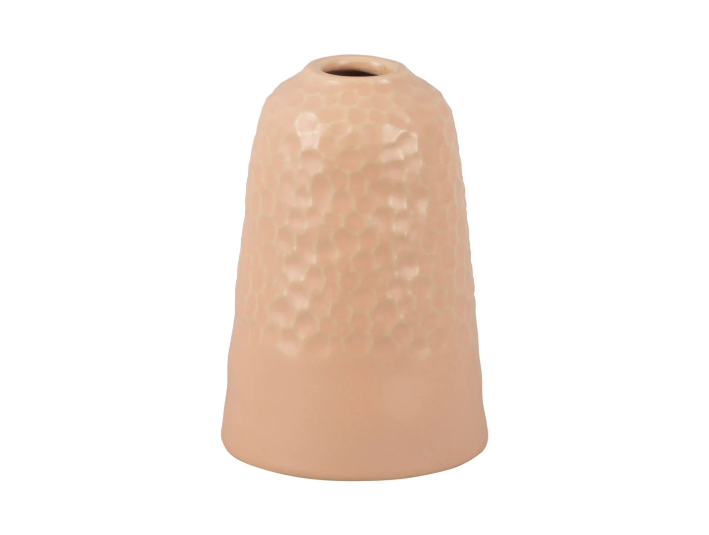 Vaas Liedone keramiek zacht roze met compacte, decoratieve vorm en subtiele textuur, Ø14 cm