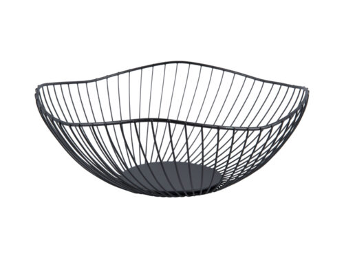 Mand Skiekir metaal zwart, compacte open draadmand voor kleine accessoires, 26 cm diameter