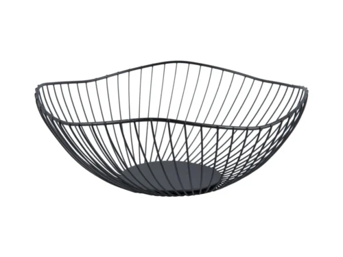 Mand Skiekir metaal zwart, compacte open draadmand voor kleine accessoires, 26 cm diameter