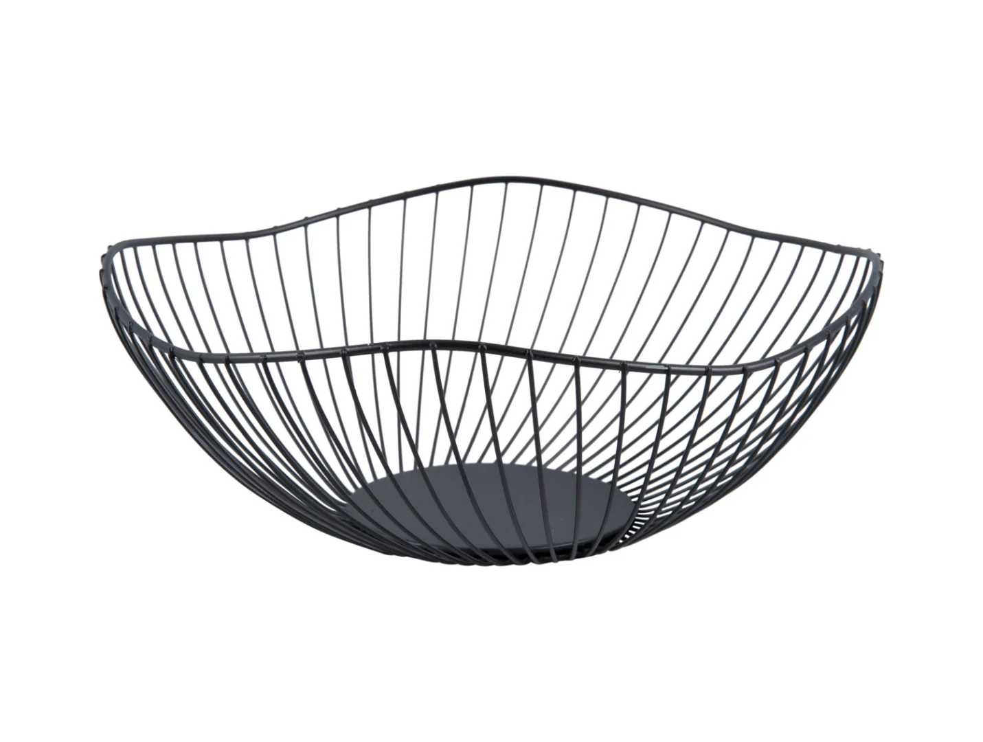 Mand Skiekir metaal zwart, compacte open draadmand voor kleine accessoires, 26 cm diameter