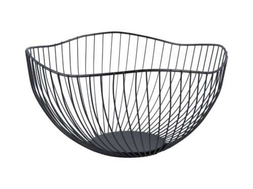 Mand Stolello zwarte metalen mand met open draadstructuur en modern, compact design