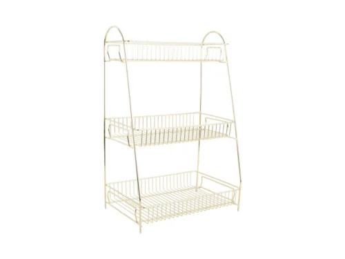 Woonaccessoire Faandis metaal goud, slank 3-laags rek met decoratieve gouden afwerking