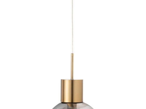 Hanglamp Loollane Grijs met goudkleurige details en organische glazen kap, slank en modern