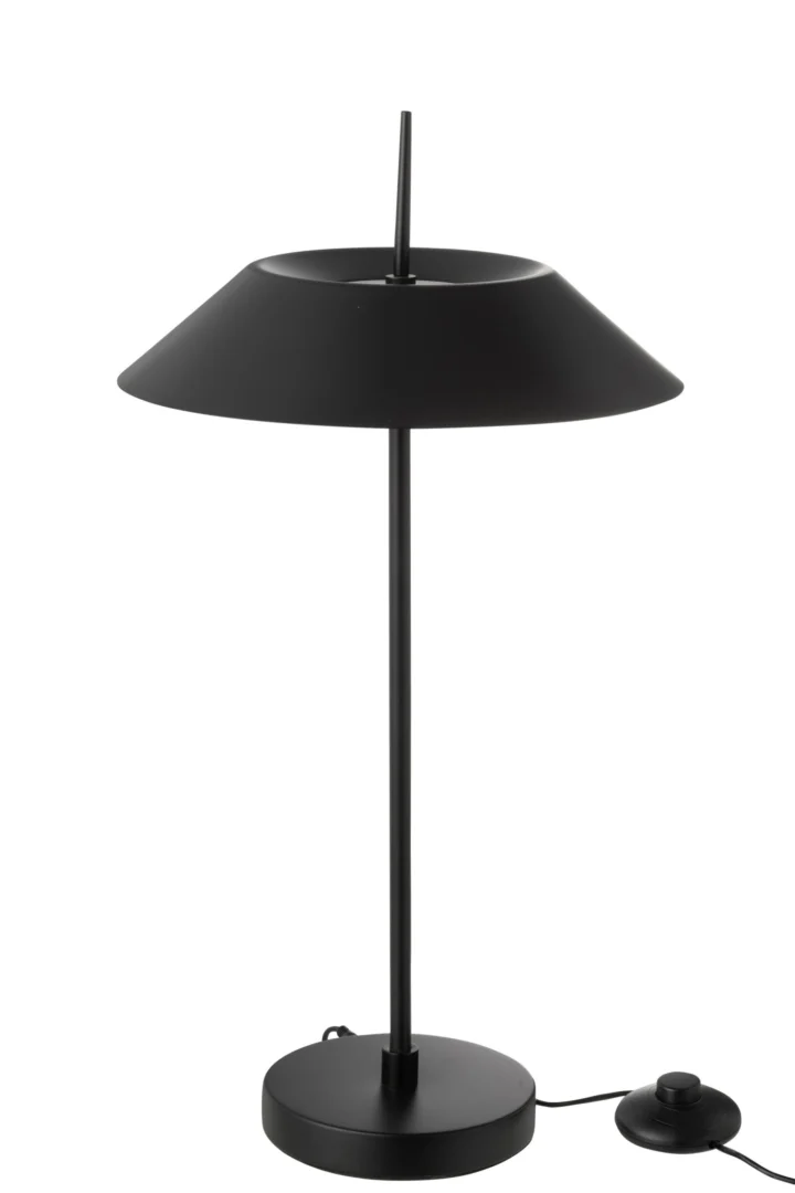Zwarte Tafellamp Haalvis H56 cm van ijzer met rustige vorm en E27-fitting