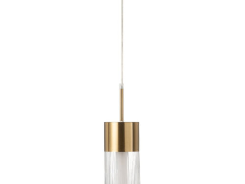 Hanglamp Klieltis Glas met transparante glazen kap en goudkleurige details, luchtig en sfeervol