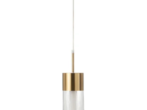 Hanglamp Klieltis Glas met transparante glazen kap en goudkleurige details, luchtig en sfeervol