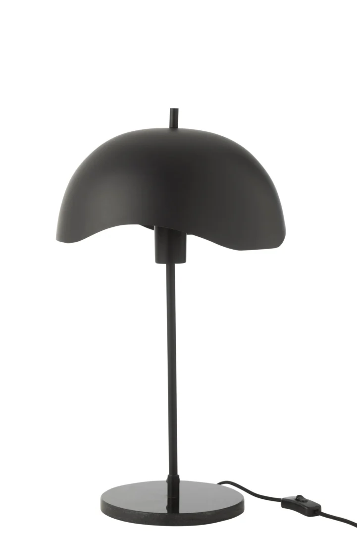 Tafellamp Fez Zwart met marmeren voet en strak modern design, H56 cm