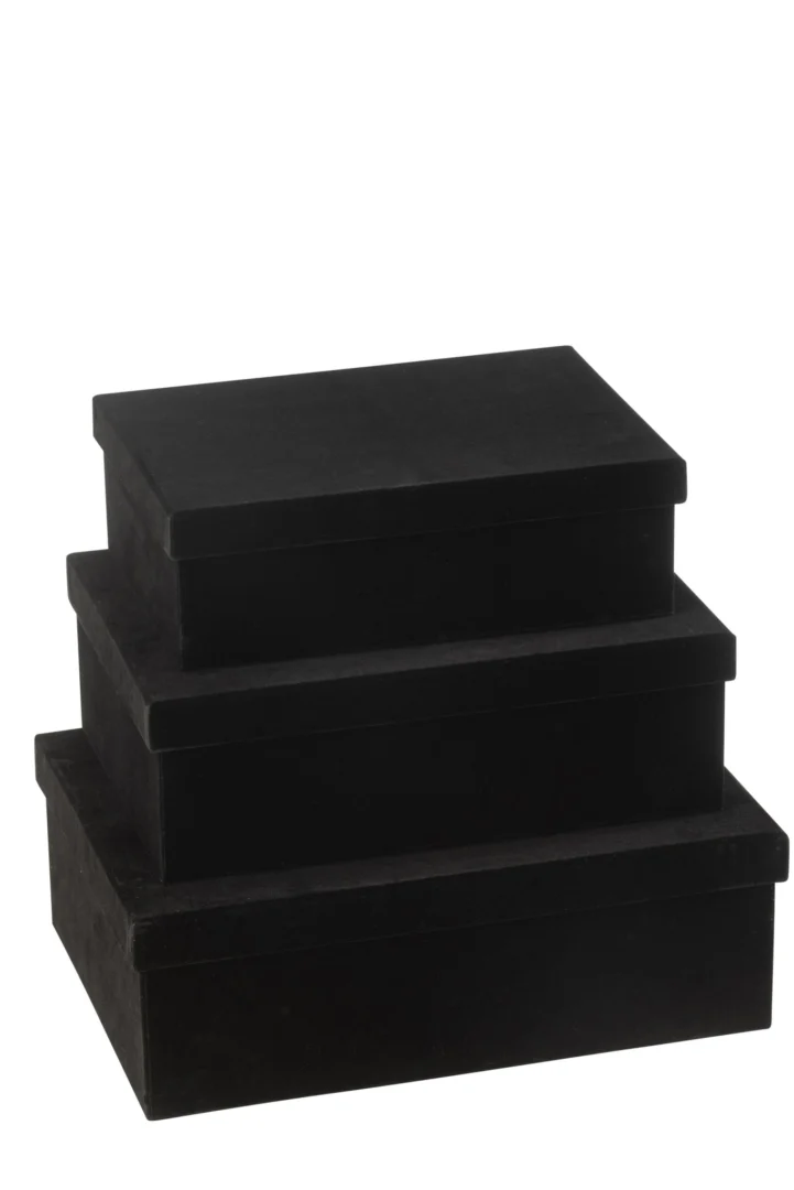 Opbergdoos Kity Papier Zwart - Set van 3 - Afbeelding 2