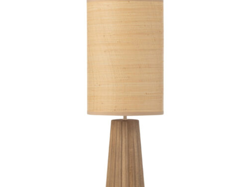 Tafellamp Fieland Hout H78 cm met slank silhouet, naturel kap en warme houten voet