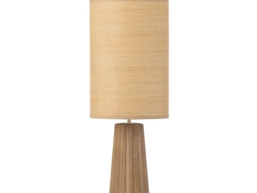 Tafellamp Fieland Hout H78 cm met slank silhouet, naturel kap en warme houten voet