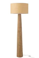 Vloerlamp Stundo Hout H157 cm met natuurlijke kap van gras en slanke houten voet