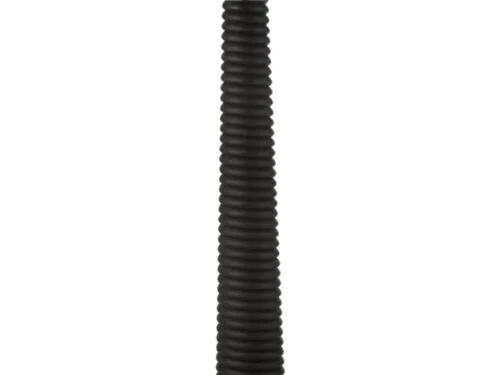 Vloerlamp Keesora Hout H160 cm met zwarte geribbelde voet en beige linnen kap, modern en sfeervol