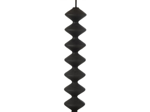 Vloerlamp Bayonne zwart met hoge slanke voet, kunstleren kap en stijlvol design, H156 cm