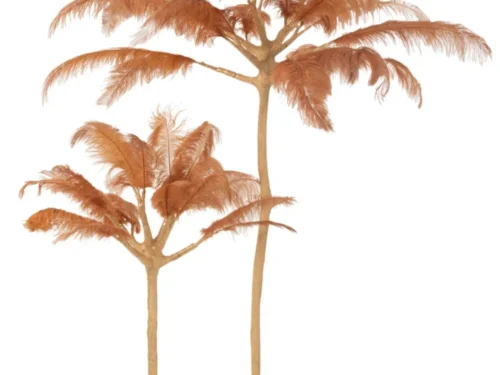 Kunstboom Tronang staal geel H190 cm met veren, speelse decoratieve takken en hoge slanke stam