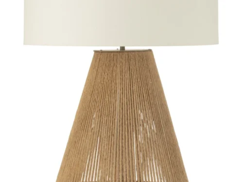 Tafellamp Sannura Naturel H78 cm met linnen kap en touwgeweven voet voor een warme, rustige uitstraling