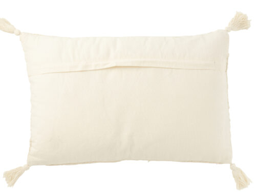 Kussen Zeilder beige 60x40 cm met kwastjes en katoenlook, rechthoekig sierkussen voor bank of bed