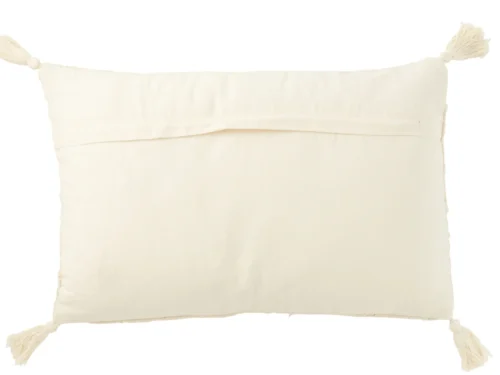 Kussen Zeilder beige 60x40 cm met kwastjes en katoenlook, rechthoekig sierkussen voor bank of bed