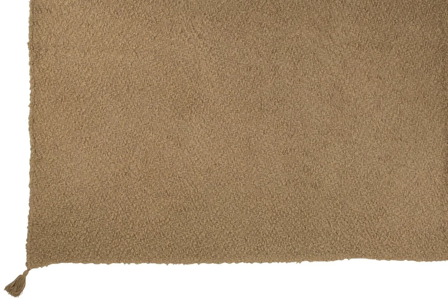 Plaid Greron beige van katoen met grove structuur en speelse kwastjes