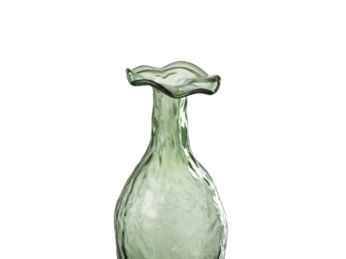 Vaas Wichmond glas groen, slank 27 cm hoog met organische rand en stevige basis