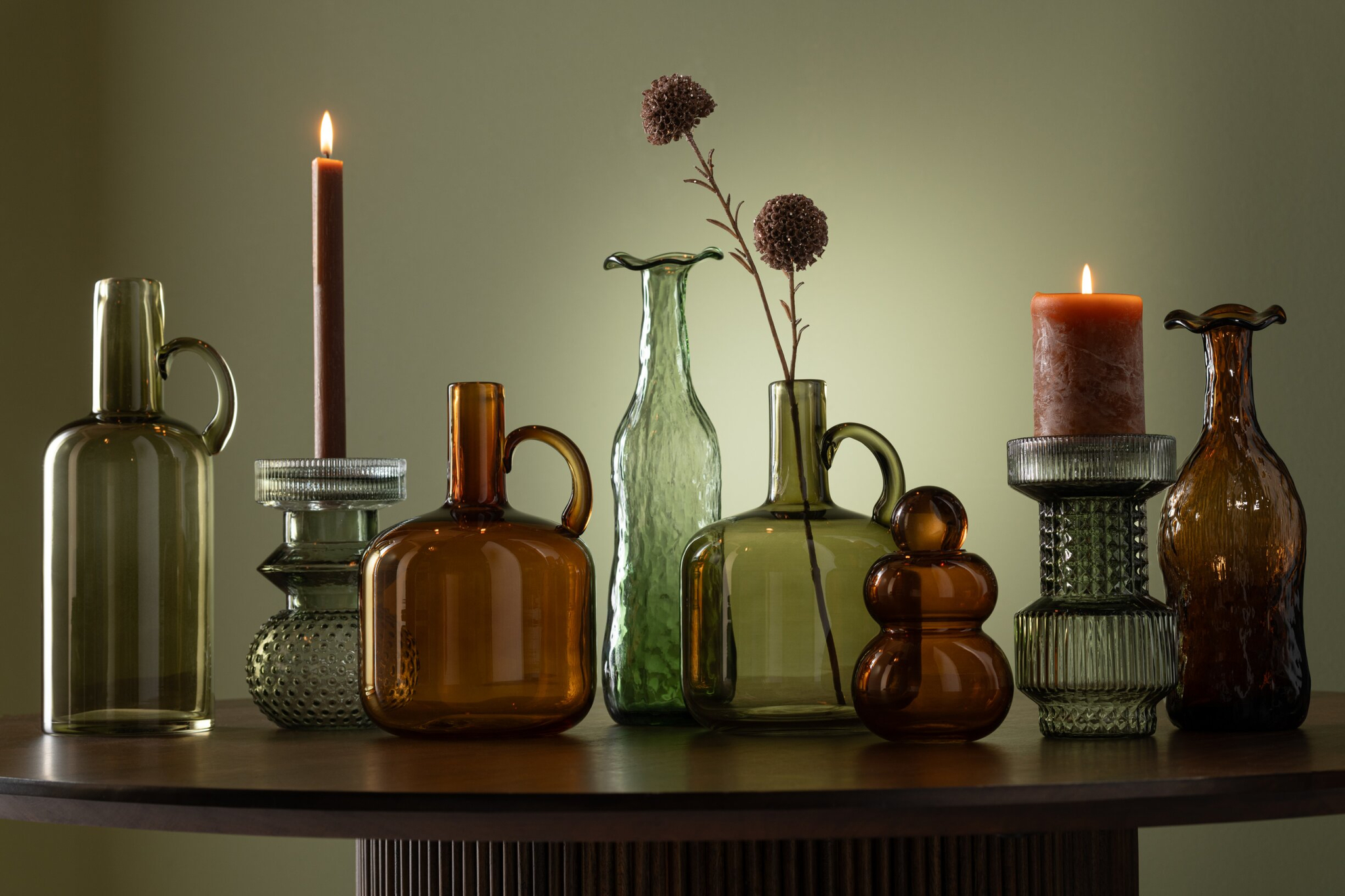 Vaas Stuvine Glas Groen H33 cm - Afbeelding 2