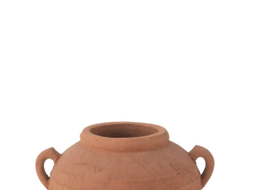 Vaas Grierrane Terracotta Koper H29 cm met ronde handgrepen en natuurlijke, robuuste uitstraling