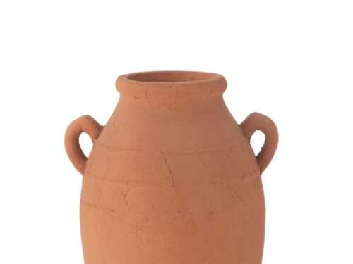 Amfoorvaas Skeirnano koper terracotta, elegante amforavorm met handgrepen, 47 cm hoog