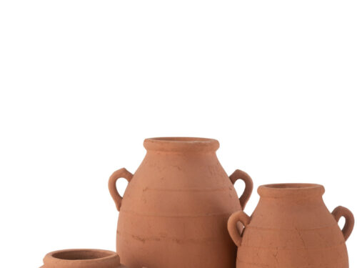 Vaas Goonne terracotta koper H58 cm met royale vorm en handgrepen, warm en stoer woonaccessoire