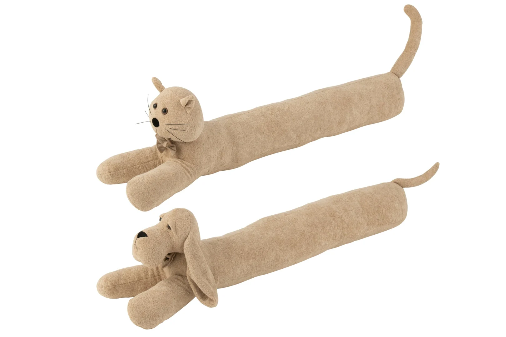 Zieran decoratiefiguren set van 2 beige, hond en kat, polyester met zandvulling, 23 cm