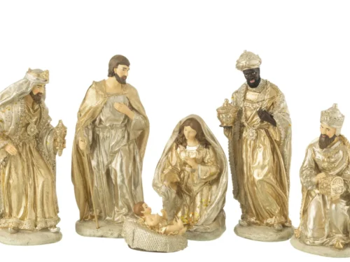 Kerststal Jeilland meerkleurig, set van 6 goud-zilveren kerstfiguren voor sfeervolle binnendecoratie