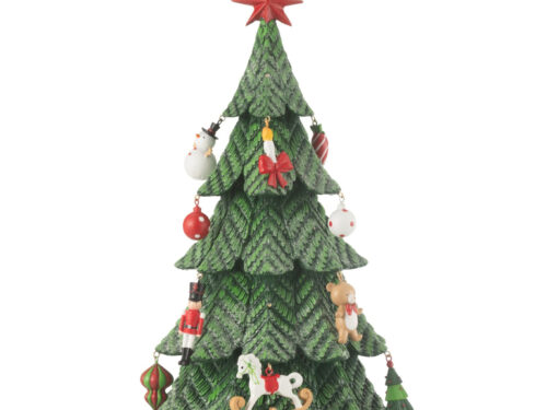 Kerstboom Geelvaro Meerkleurig H51,5 cm met rode ster, vrolijke LED-ornamenten en speelse kerstdecoratie