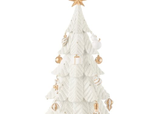 Kerstboom Espoo Meerkleurig H51,5 cm met witte en gouden LED-versiering en decoratieve ornamenten